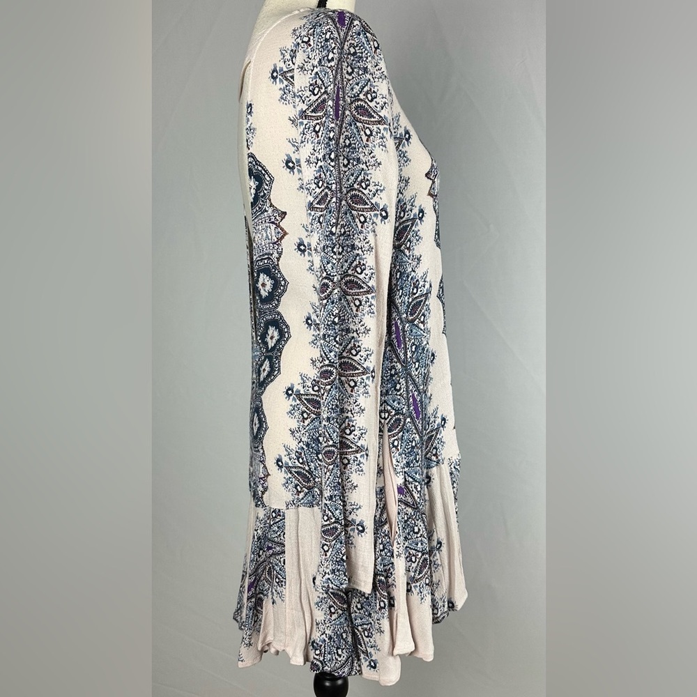 FREE PEOPLE Smooth Talker pink & blue mini skirt long sleeve tunic - size XS - Picture 3 of 6